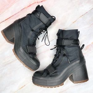 Converse Black Chunky Heel Boots